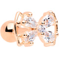 16G 1/4 Clear CZ Gem Rose Gold Tone Beauty Bow Cartilage Tragus