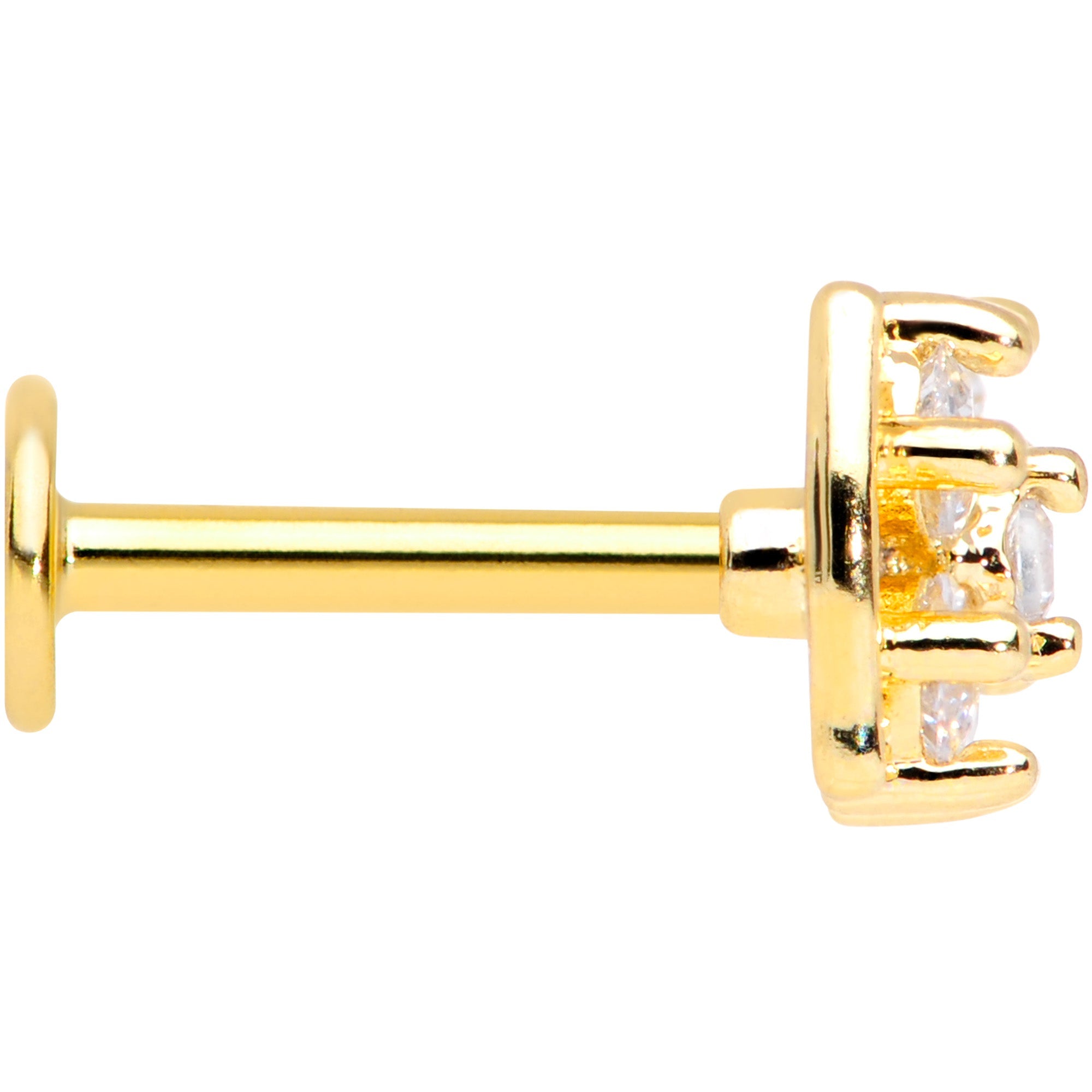 16G 5/16 Clear CZ Gem Gold Tone Beauty Bow Labret Monroe Tragus