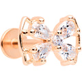 16G 5/16 Clear CZ Gem Rose Gold Tone Beauty Bow Labret Tragus