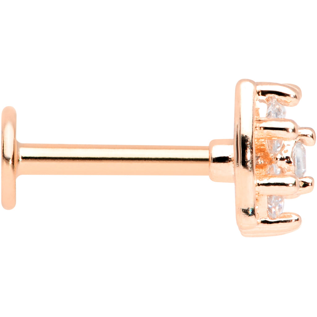 16G 5/16 Clear CZ Gem Rose Gold Tone Beauty Bow Labret Tragus