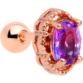 16G 1/4 Purple Tourmaline Rose Gold Tone Cartilage Tragus Earring