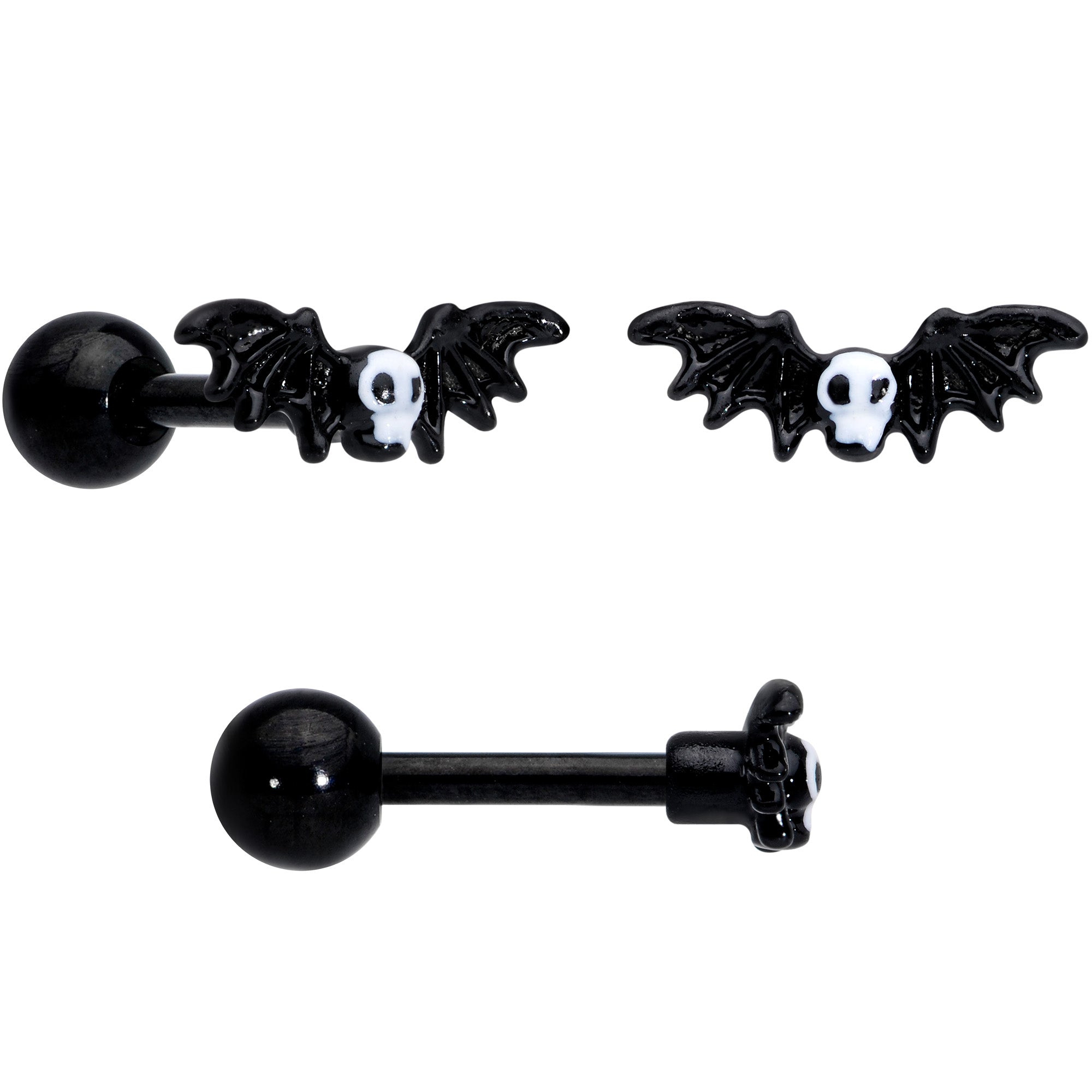 16G 1/4 Gold Tone Black Cat Halloween Cartilage Tragus Set of 3