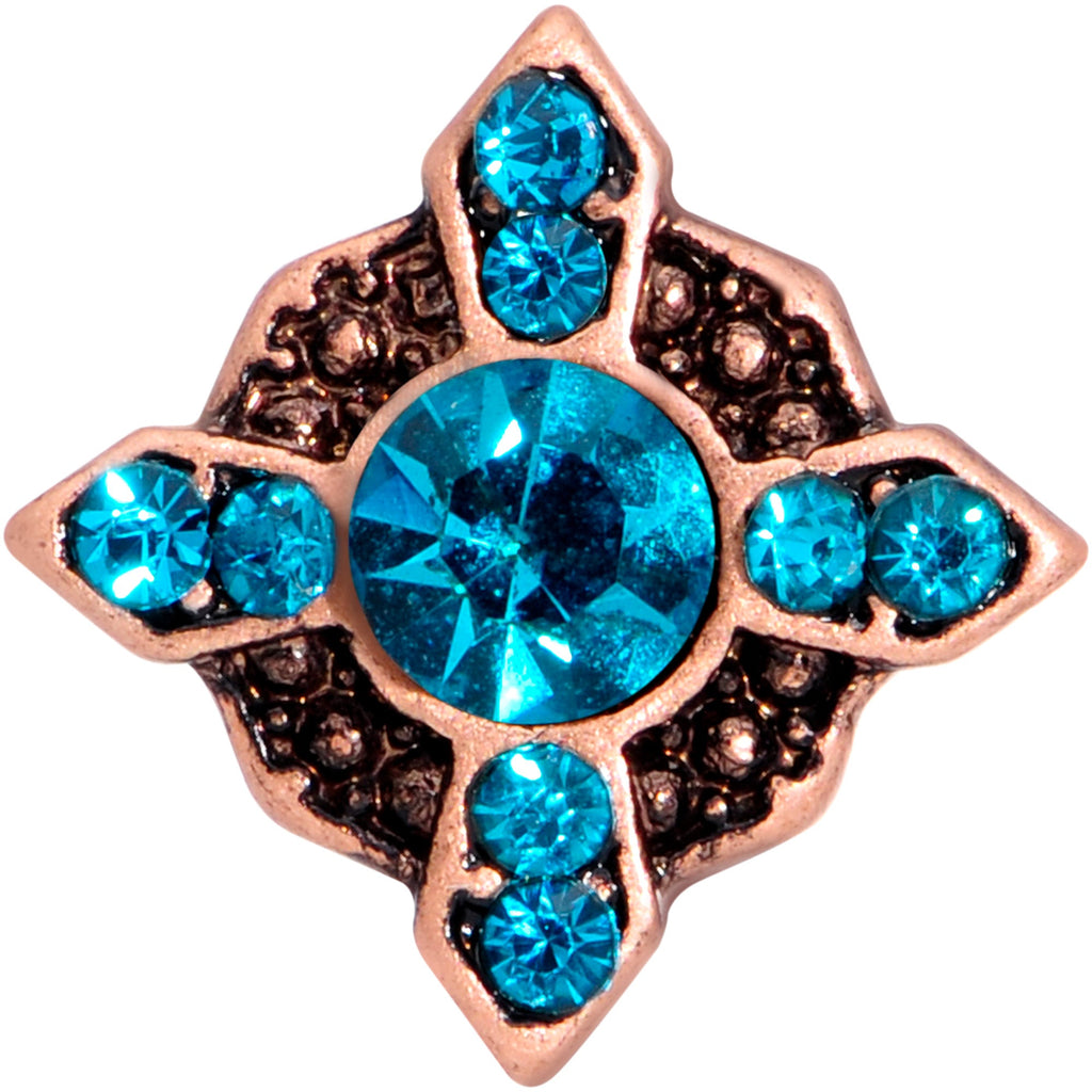 16G 6/15 Aqua Gem Rose Gold Tone Renaissance Labret Monroe Tragus