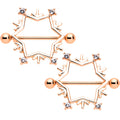14G 3/4 Rose Gold Tone Snowflake Christmas Nipple Shield Set