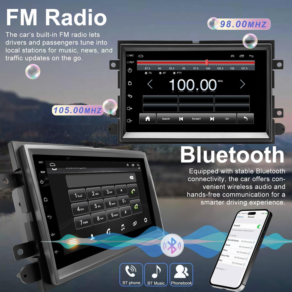 Upgrade Car Radio for Ford F250/F350 2006-2016, F-150 F150 2004-2008, Mercury Milan 2006-2009, Shelby GT500 2007-2009, 7 Inch Touch Screen Stereo with Wireless Carplay Android Auto GPS FM WiFi Camera