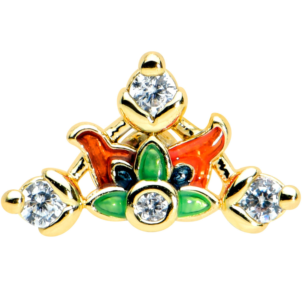 16G 5/16 Clear CZ Gem Gold Tone Mythic Dragon Labret Tragus