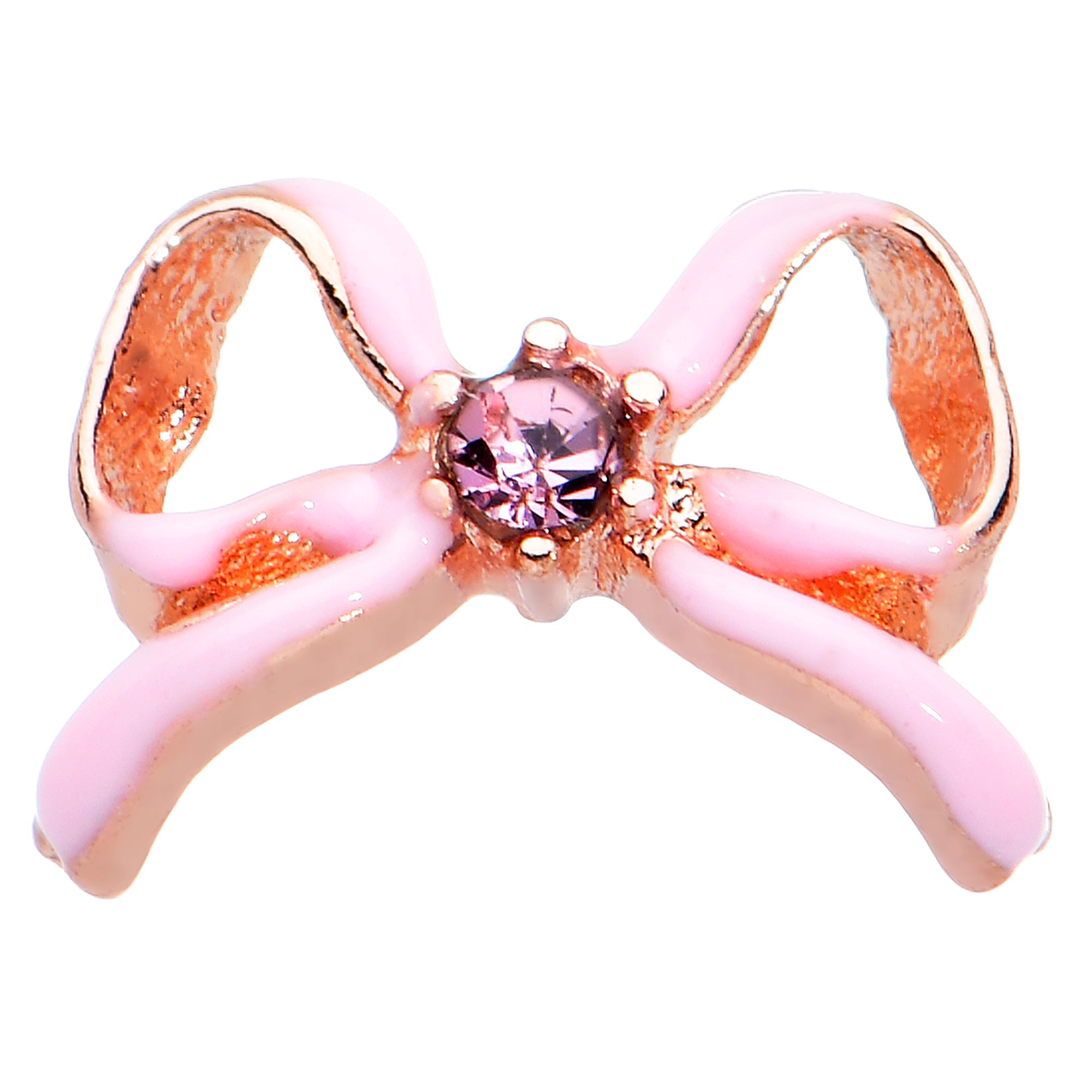 20G 1/4 Pink Gem Pink Pretty Bow Nose Bone