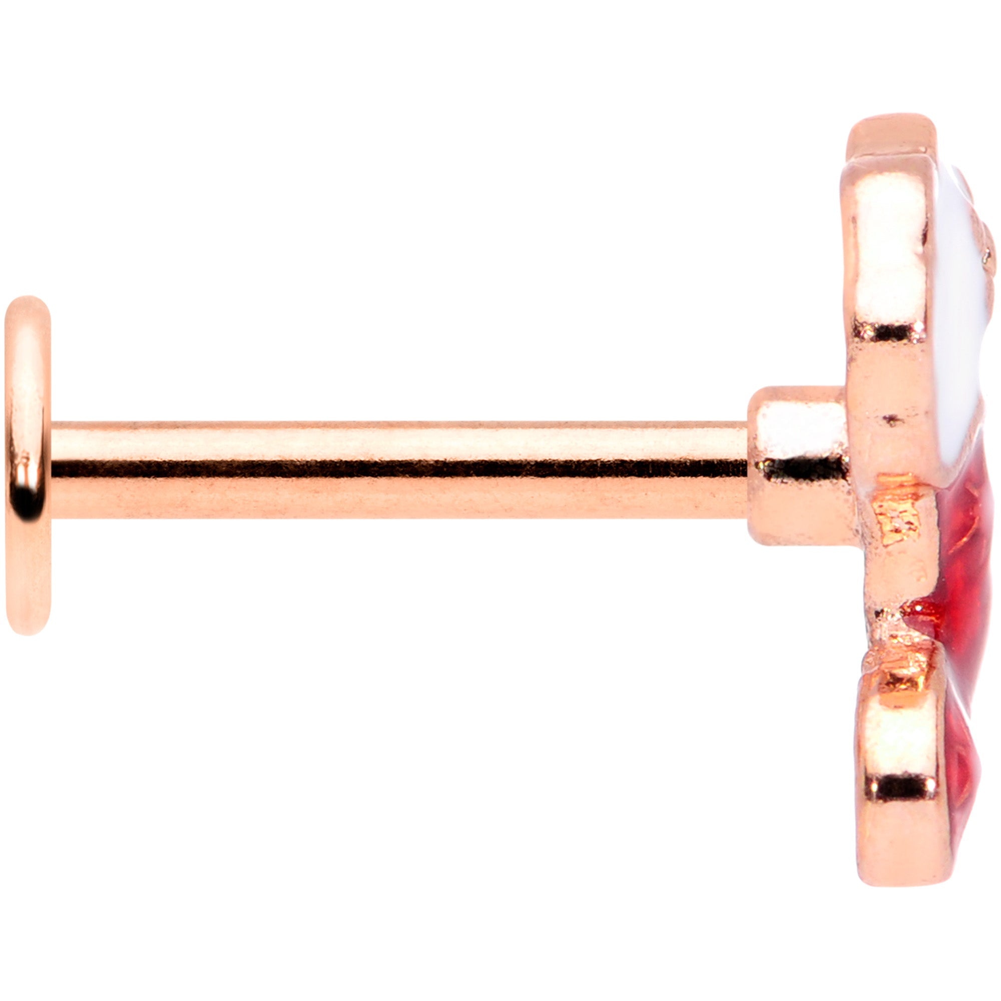 16G 5/16 Rose Gold Tone Red Christmas Stocking Labret Tragus