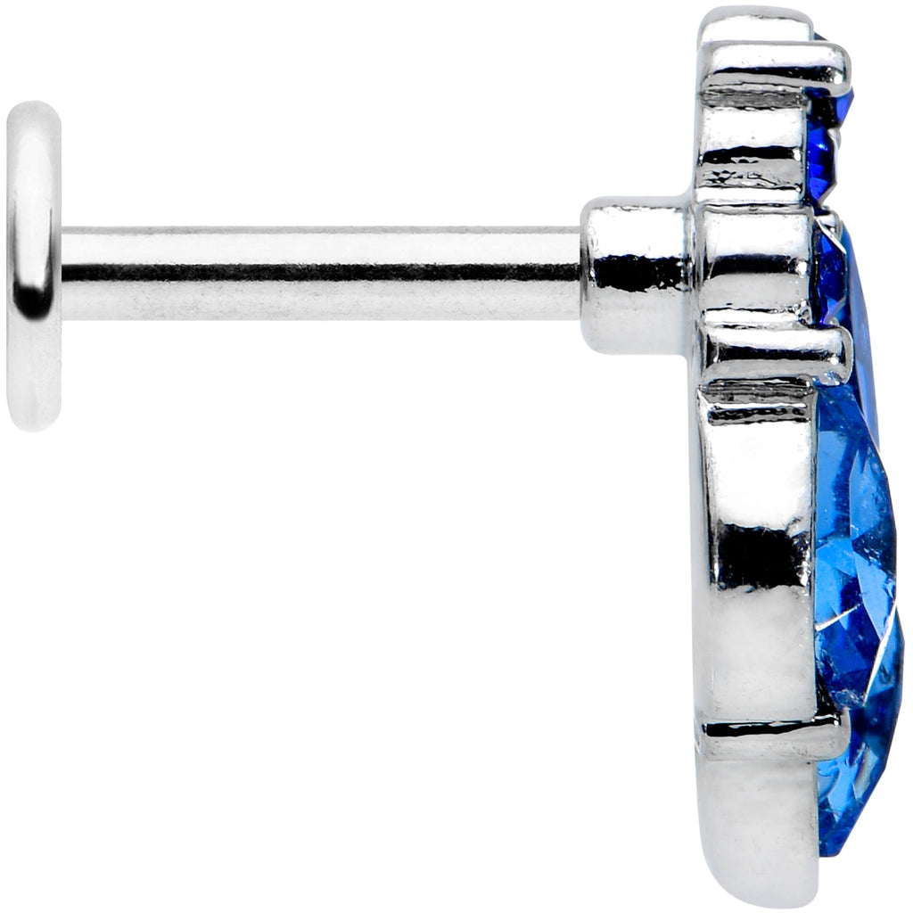 16G 1/4 Blue CZ Gem Fountain Labret Monroe Tragus