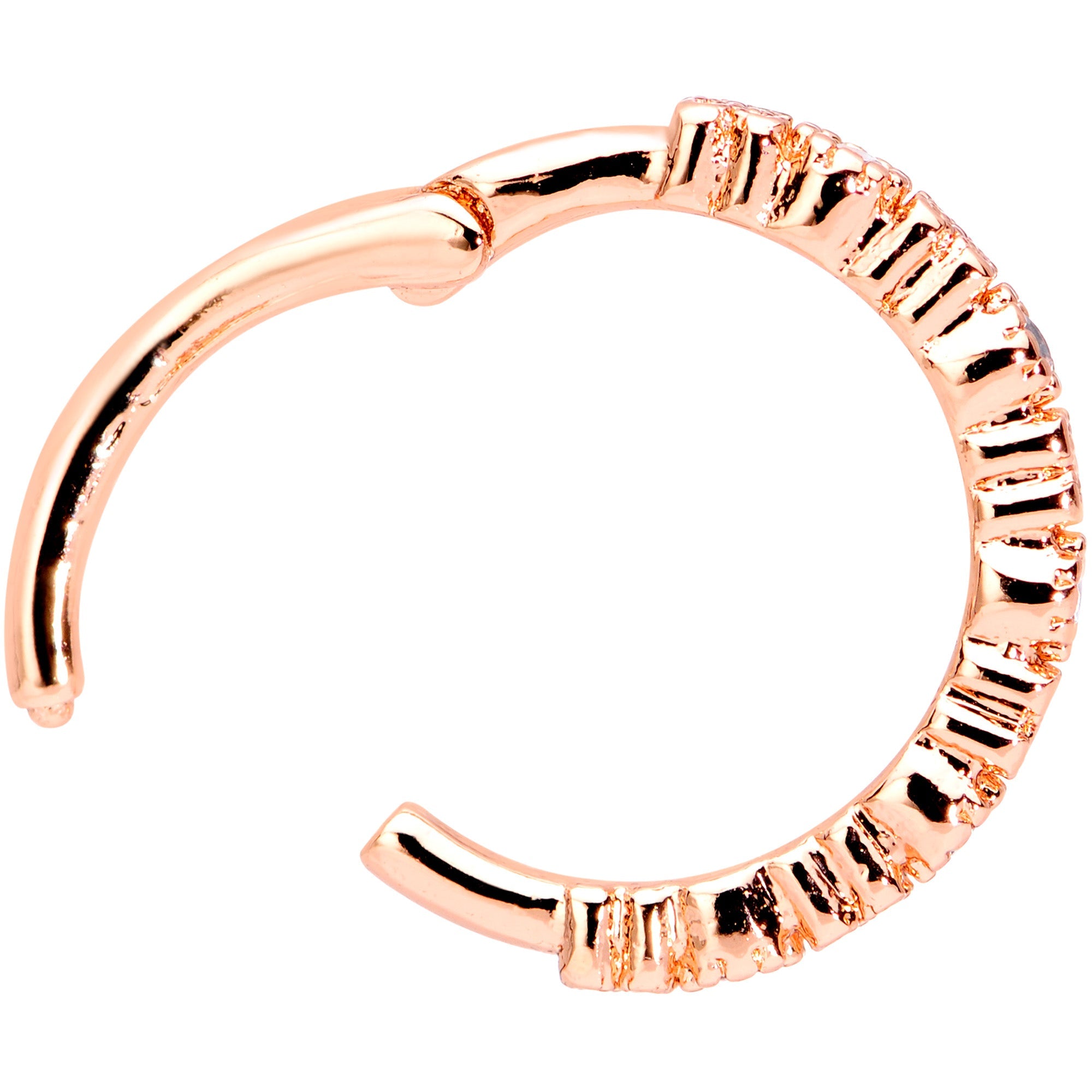 16G 3/8 Clear CZ Gem Rose Gold Tone Butterfly Hinged Segment Ring