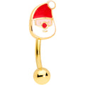16G 5/16 Gold Tone Simple Santa Christmas Curved Eyebrow Ring