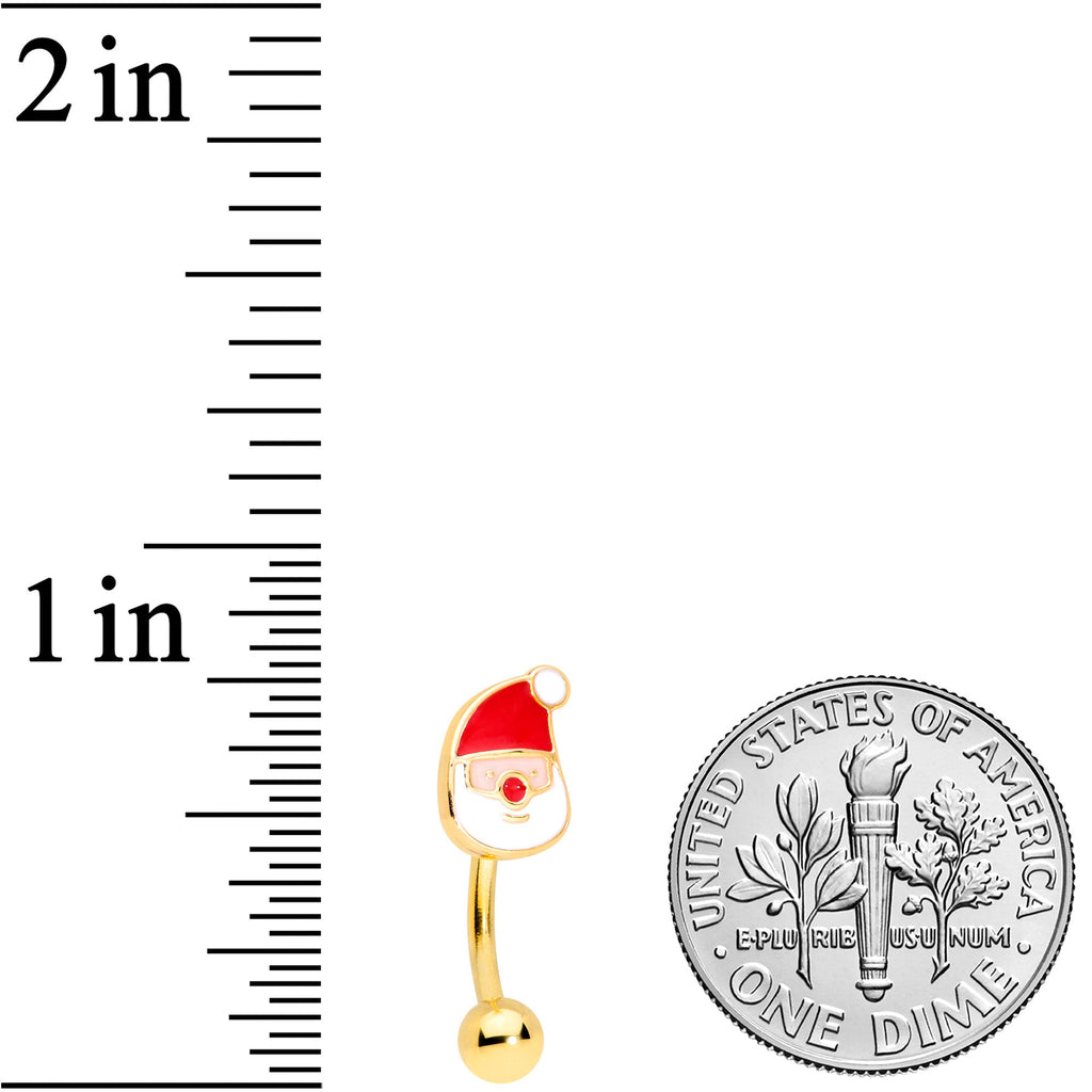 16G 5/16 Gold Tone Simple Santa Christmas Curved Eyebrow Ring