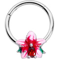 16G 3/8 Red Gem Exotic Flower Hinged Segment Ring