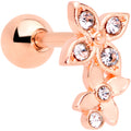 16G 1/4 Clear Gem Rose Gold Tone Bloom Butterfly Cartilage Tragus