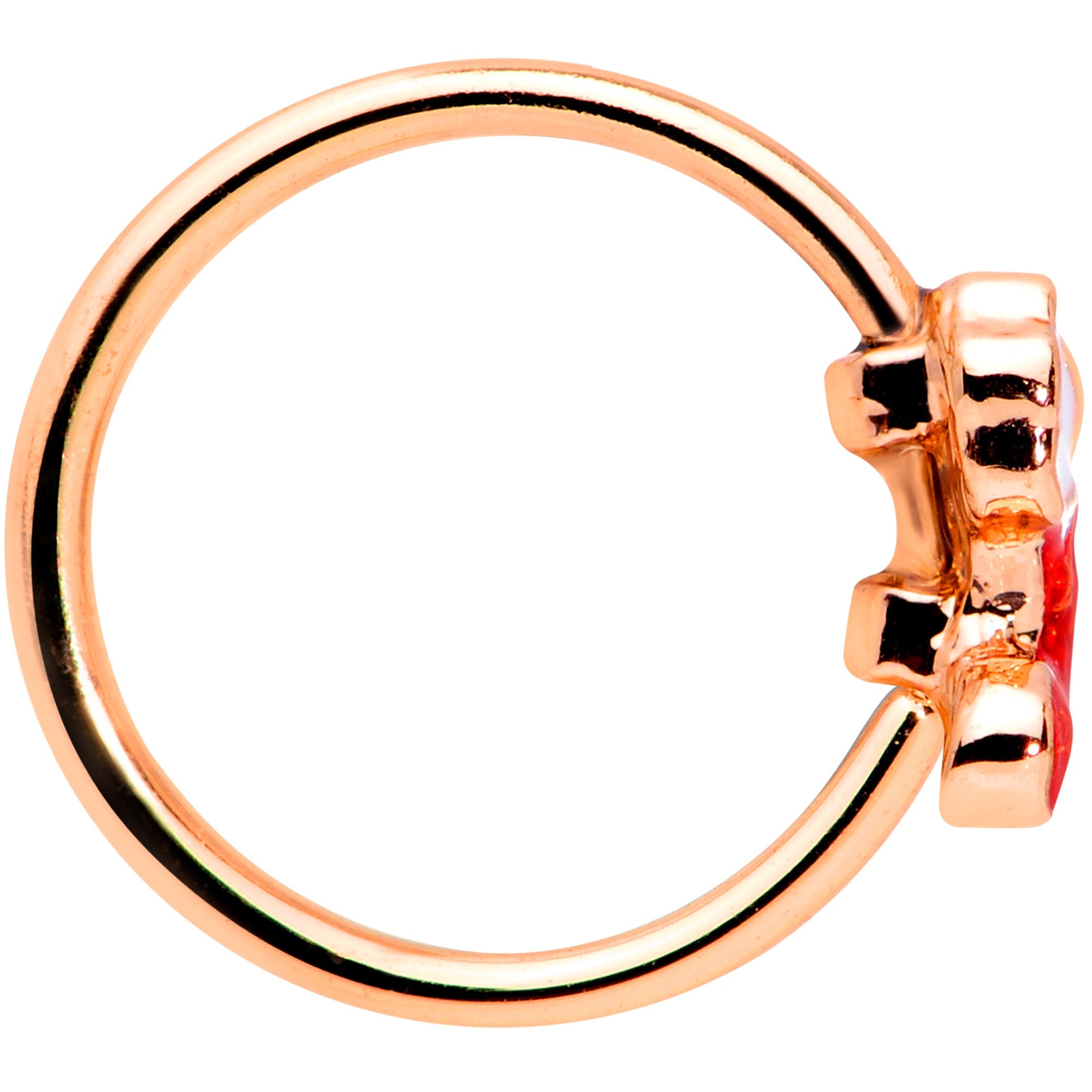 20G 5/16 Rose Gold Tone Red Christmas Stocking Nose Hoop
