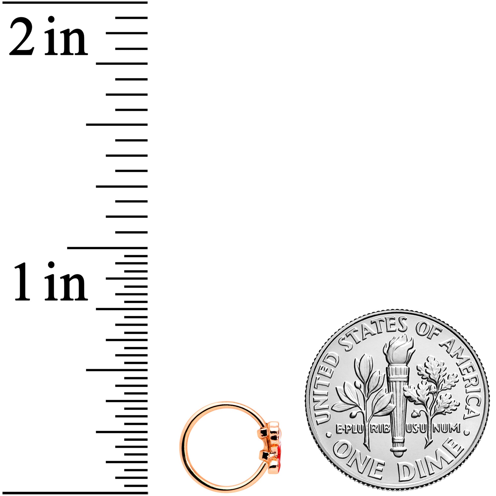 20G 5/16 Rose Gold Tone Red Christmas Stocking Nose Hoop