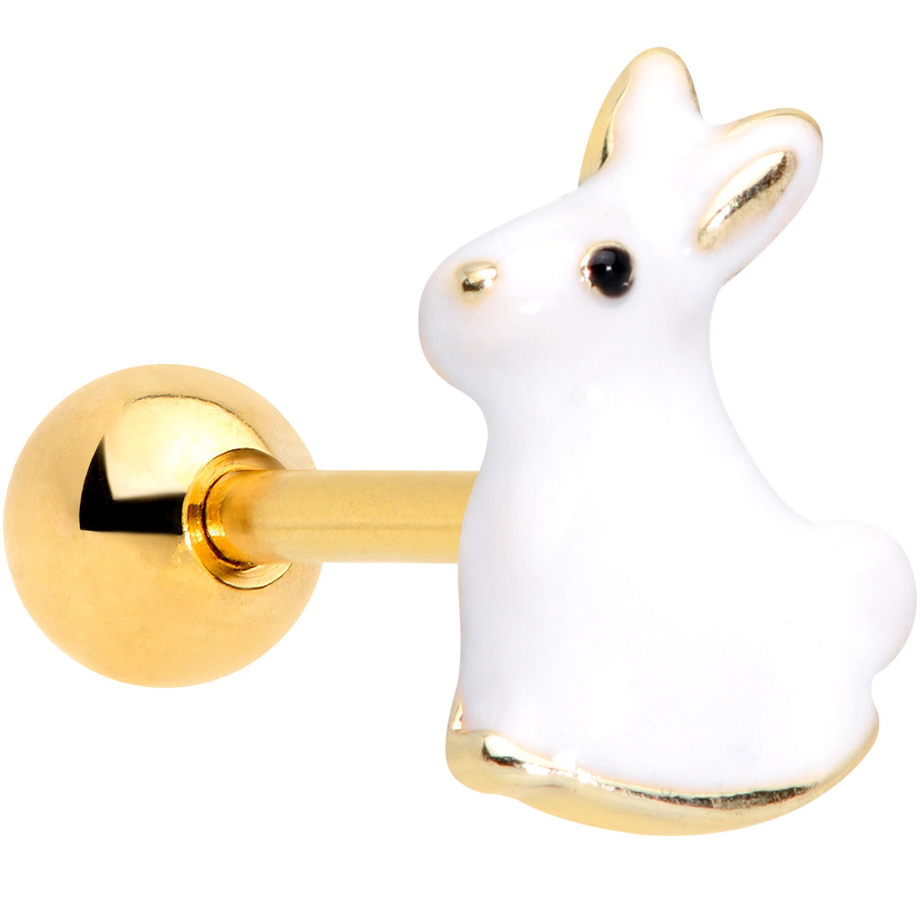 16G 1/4 White Easter Bunny Rabbit Cartilage Tragus Earring