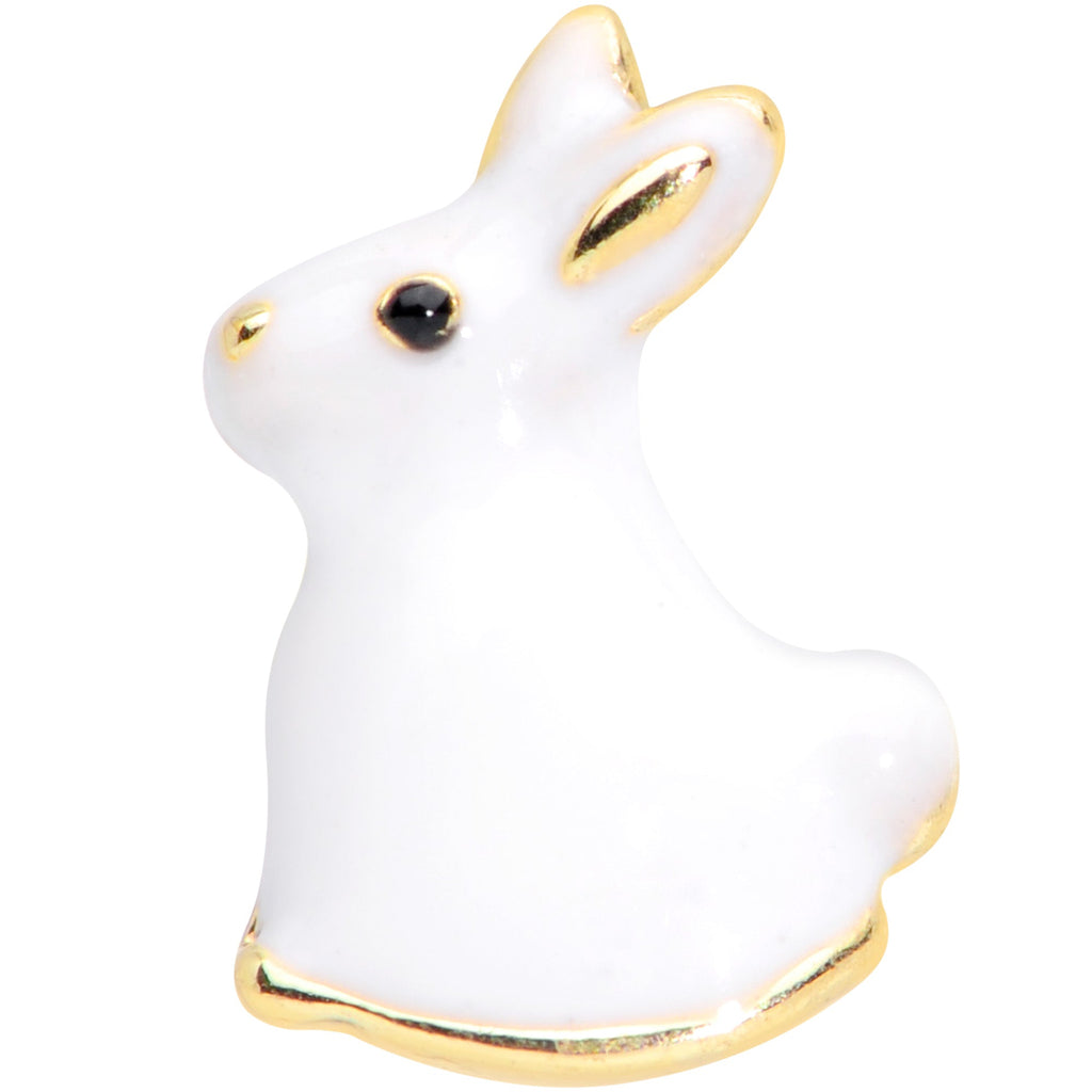 16G 1/4 White Easter Bunny Rabbit Cartilage Tragus Earring