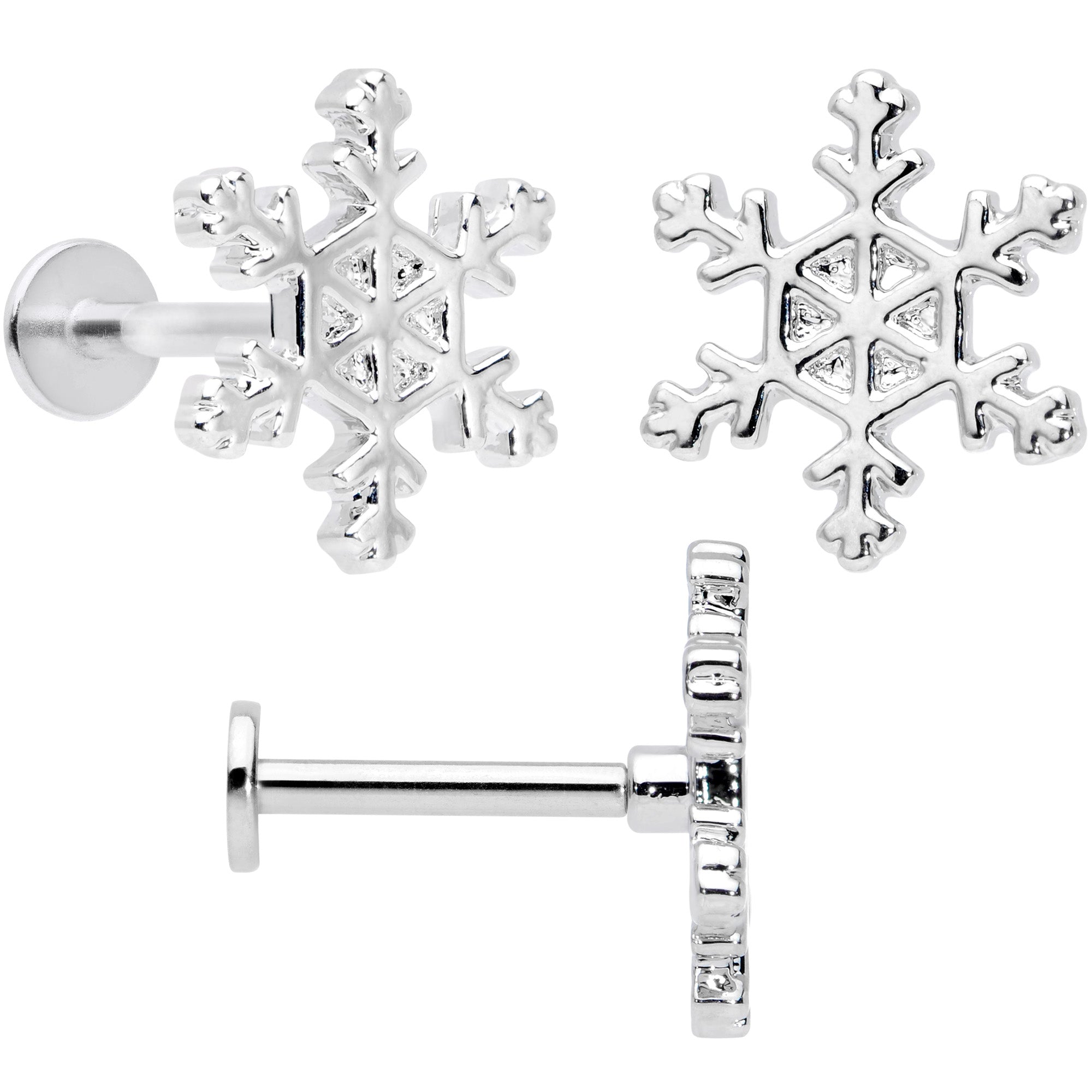 16G 5/16 Snowflake Mitten Stocking Christmas Labret Set of 3