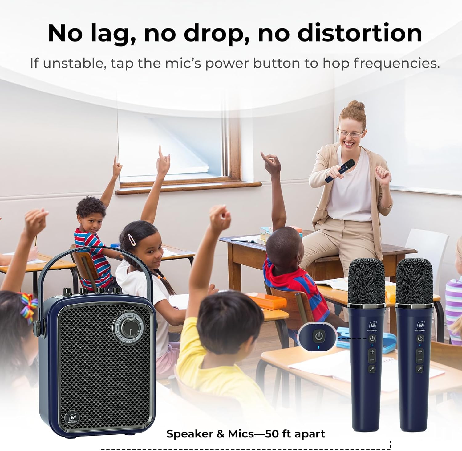 Wireless Voice Amplifier with 2 Wireless Microphones,Microphones and Speaker Set,Teacher Microphones for Singing,Karaoke Machine for TV,Portable PA System for Events Supports TF/USB/AUX S100 Pro