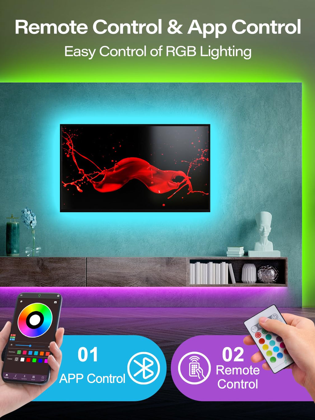 Lights For Tv, 20Ft Tv Backlight For 32-80 Inch, Usb Light Strip With Remote, Ap