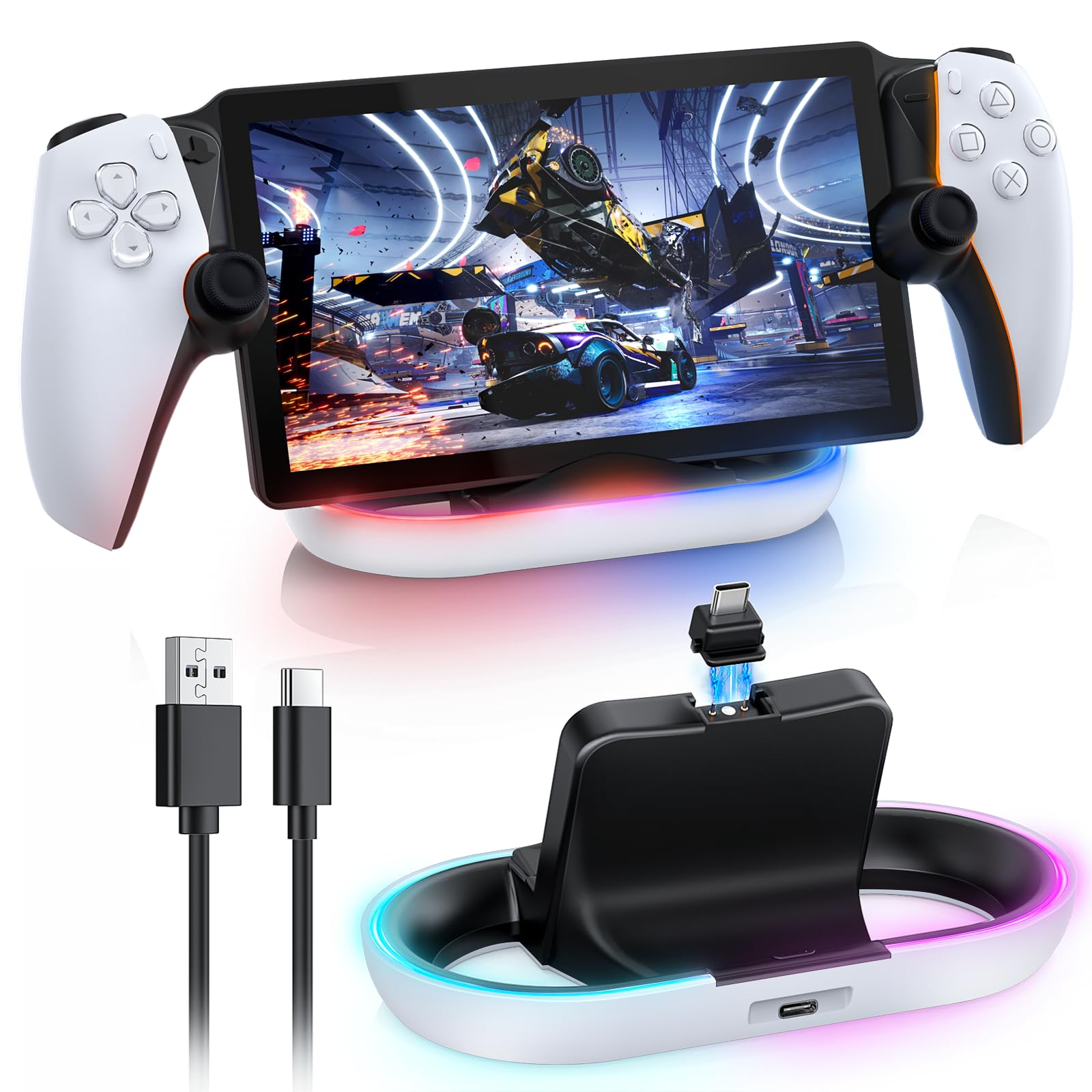 Stand For Ps Portal Hard/Soft Cover, Rgb Charge Station For Tpu/Eva/Silicone Pro