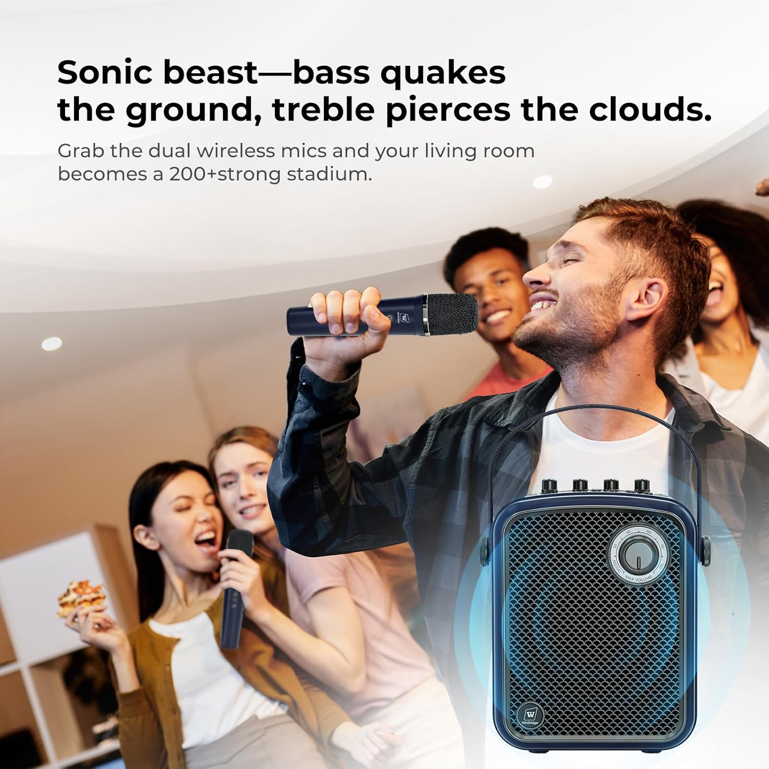 Wireless Voice Amplifier with 2 Wireless Microphones,Microphones and Speaker Set,Teacher Microphones for Singing,Karaoke Machine for TV,Portable PA System for Events Supports TF/USB/AUX S100 Pro