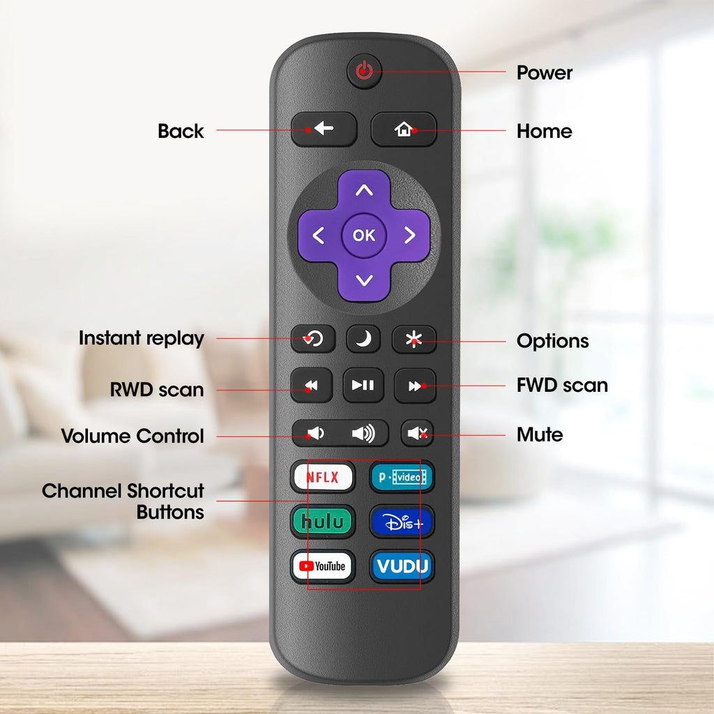 Replacement Remote Control Only For Roku Tv, Tcl Roku/Hisense Roku/Onn Roku Seri