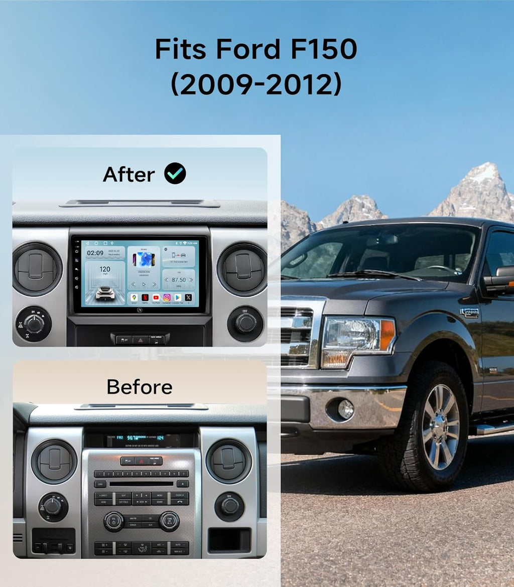 9 Inch Android Car Radio Stereo for Ford F150 2009-2012 - Wireless CarPlay & Android Auto, 5G WiFi GPS Navigation, Bluetooth Touchscreen with Backup Camera