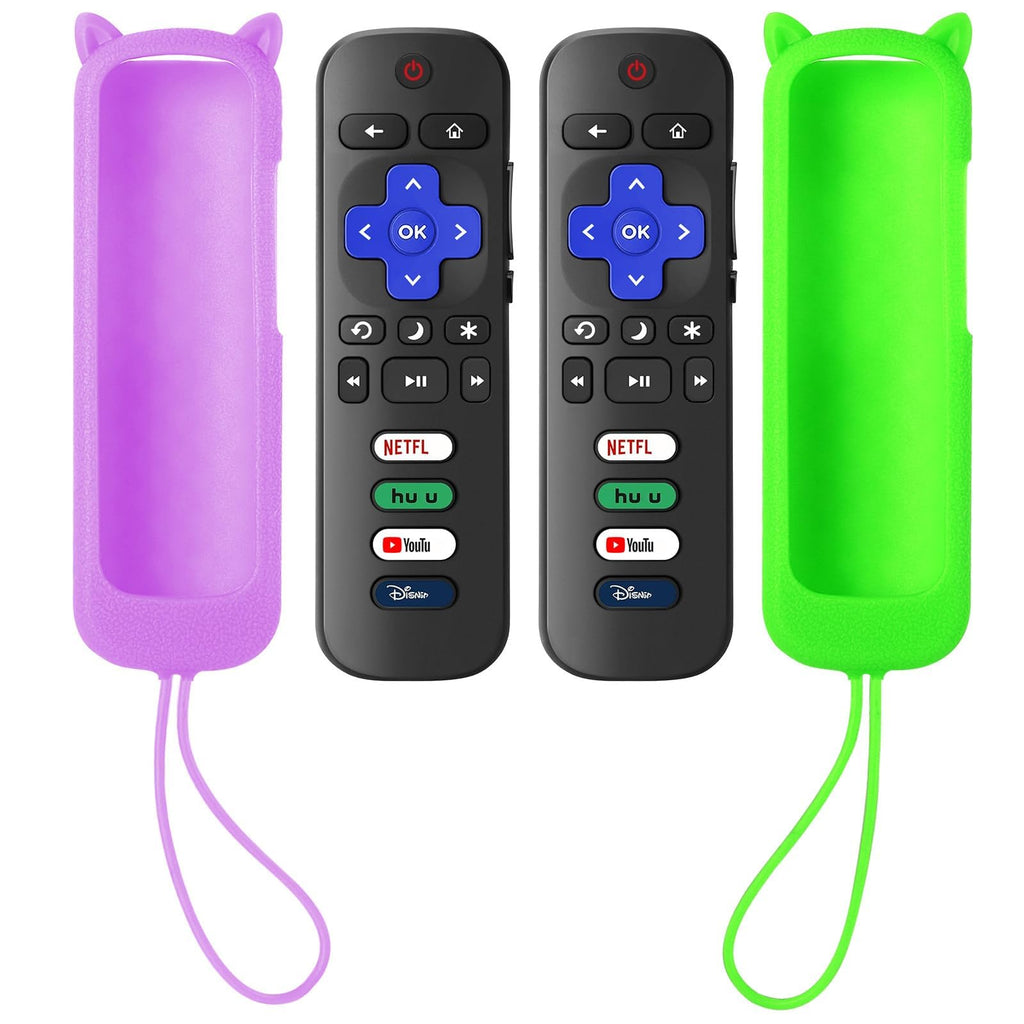 Of 2) Replacement Remote Control For Roku Tv With Soft Protective Silicone Cover