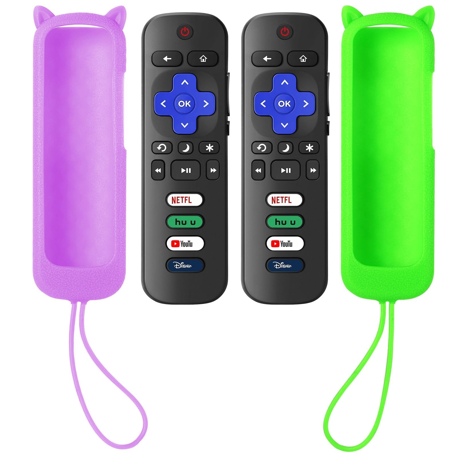 Of 2) Replacement Remote Control For Roku Tv With Soft Protective Silicone Cover