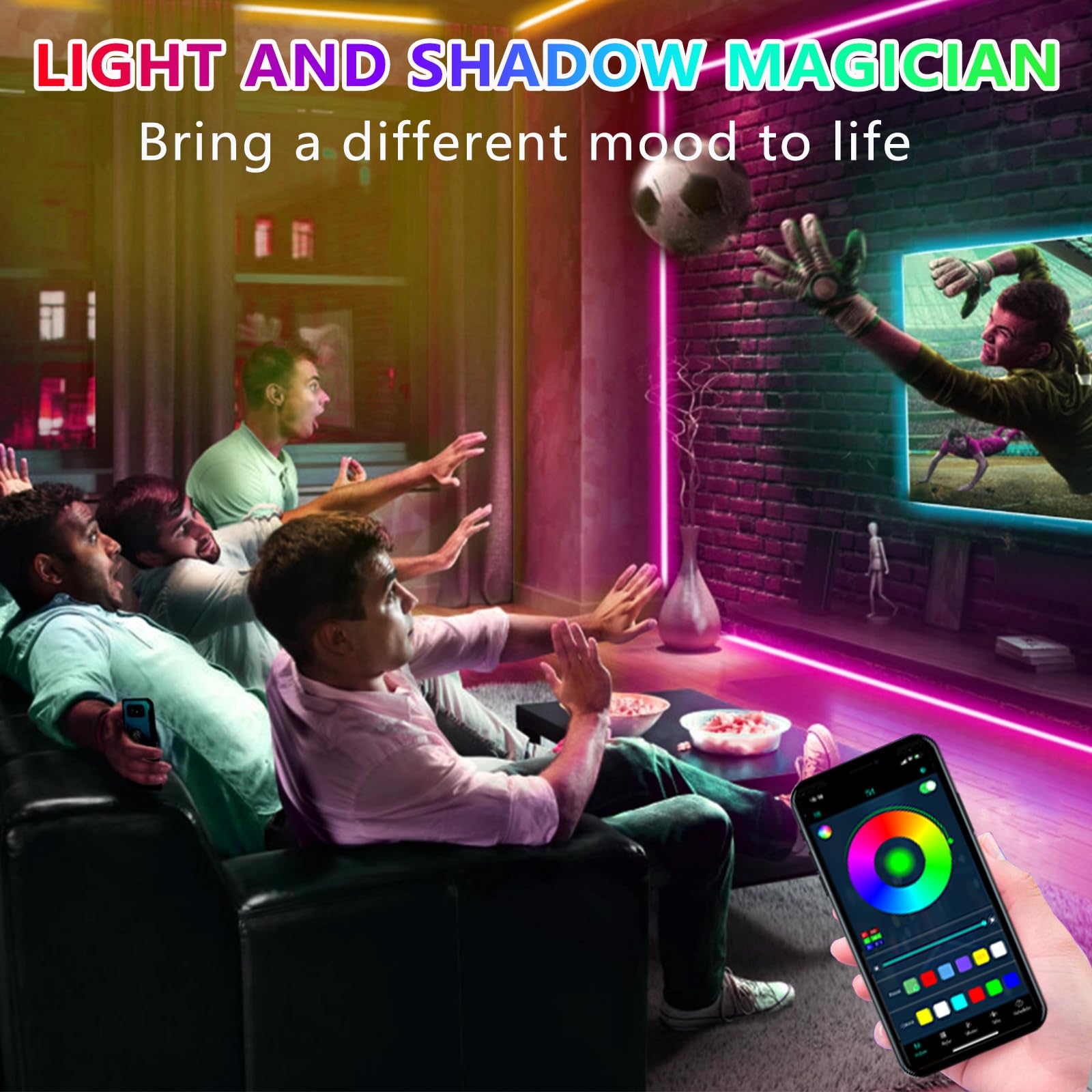 Lights For Tv, 16.4Ft Led Lights For 45-75 Inch Tvs, Rgb Tv Backlight Behind, Mu