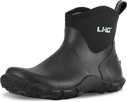LHG Men's 6'' Ankle Garden Boots Rubber Rain Boots Waterproof Insulated Neoprene Mud Boot for Outdoor Farming Lawn Chore Yard Hunting