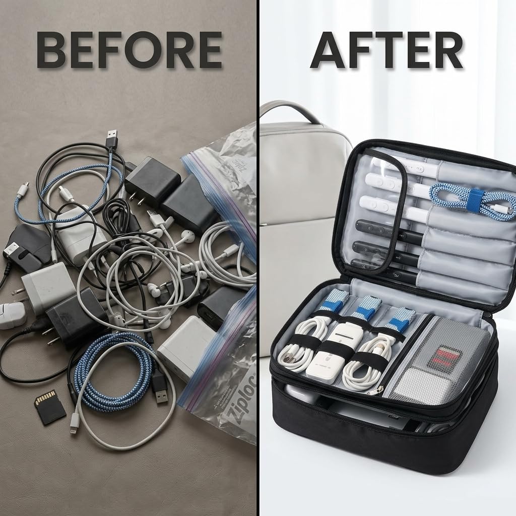 Organizer Bag Travel Removable Dividers – Electronics O