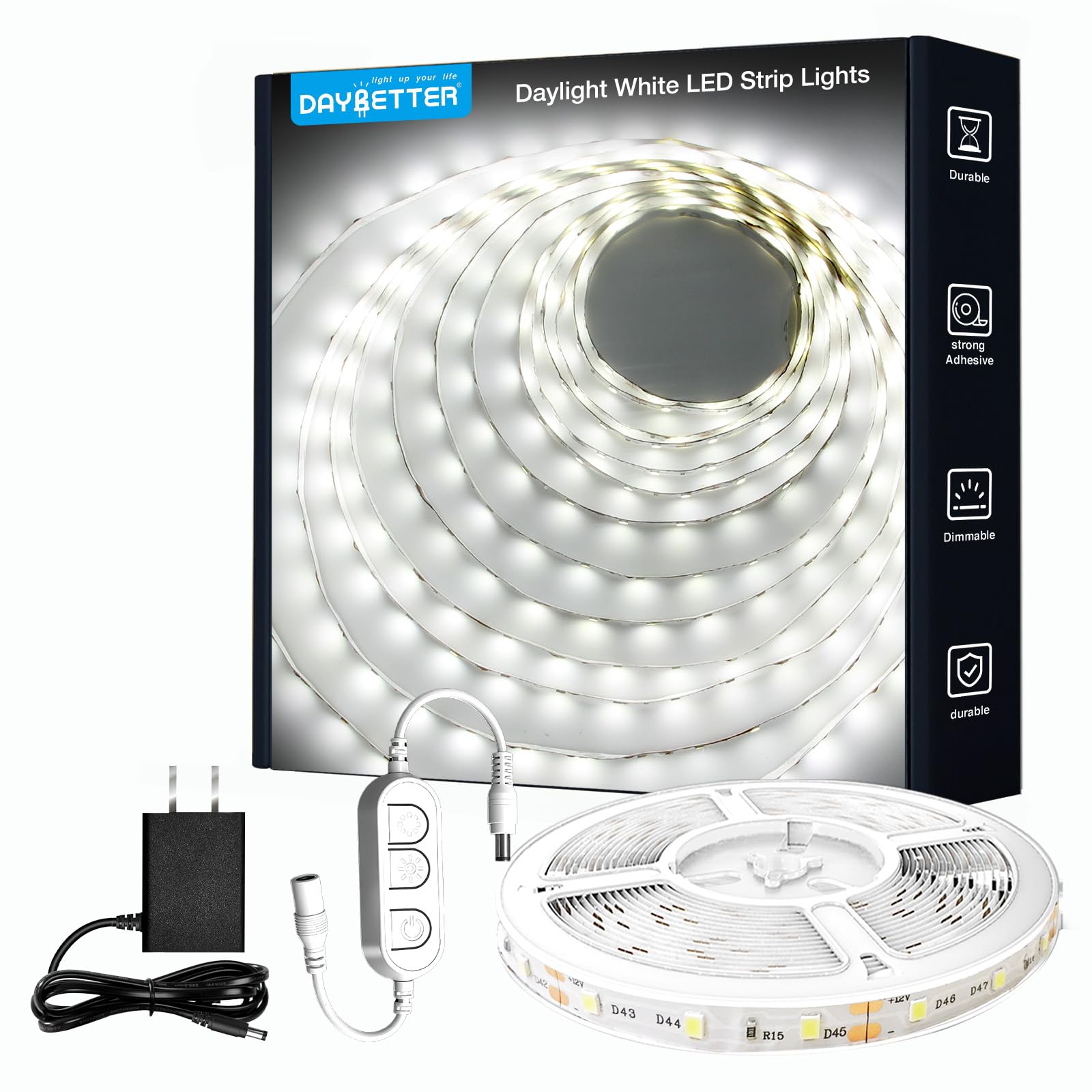 Led Strip Light, 20 Ft Dimmable Bright Rope Lighting, 6500K 24V Strips, 360 Leds