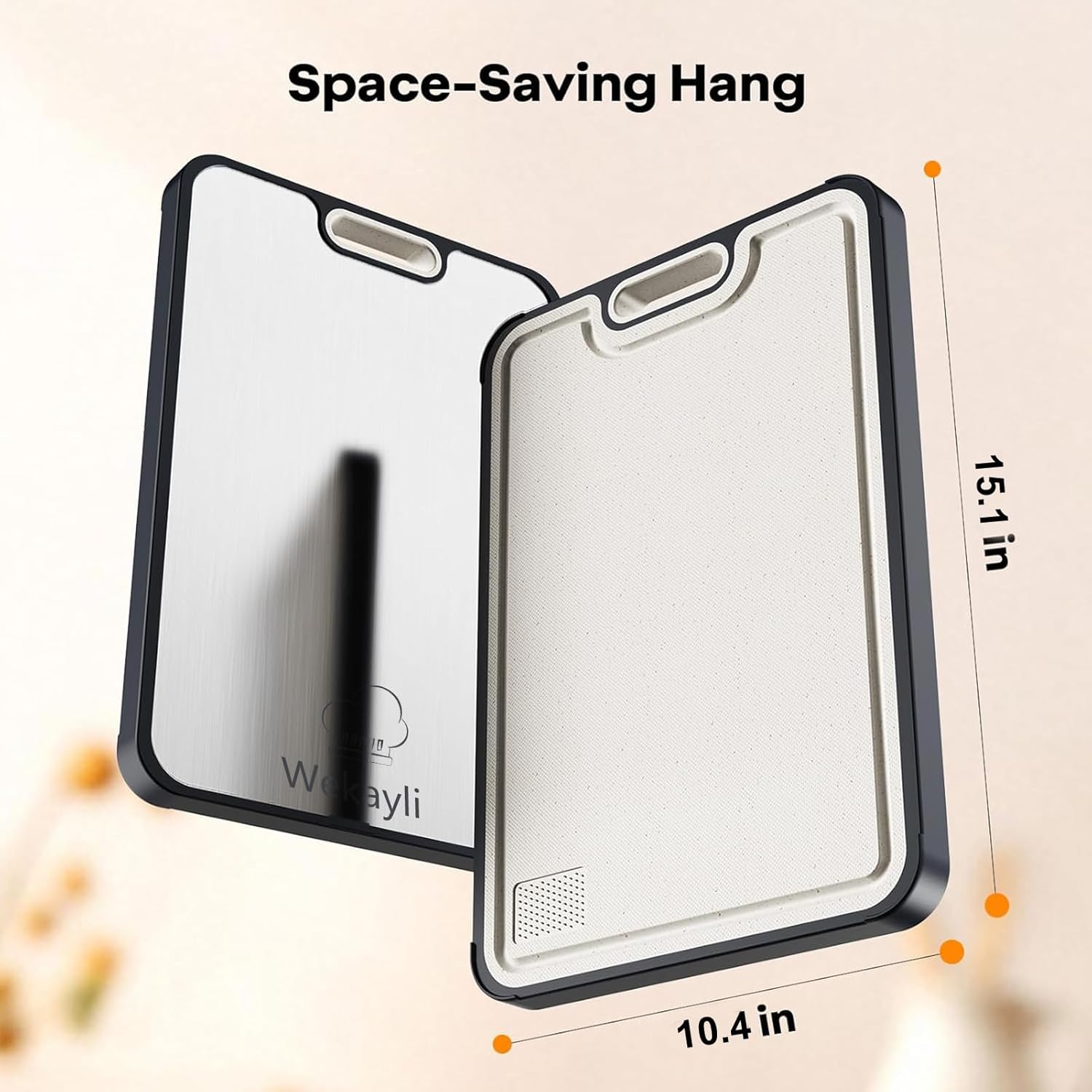 Stainless Steel Cutting Boards for Kitchen, Non Toxic 2-in-1 Cutting Board Double Sided, Food Grade Chopping Boards for Fresh Meat Vegetable, Easy to Clean,15”×10
