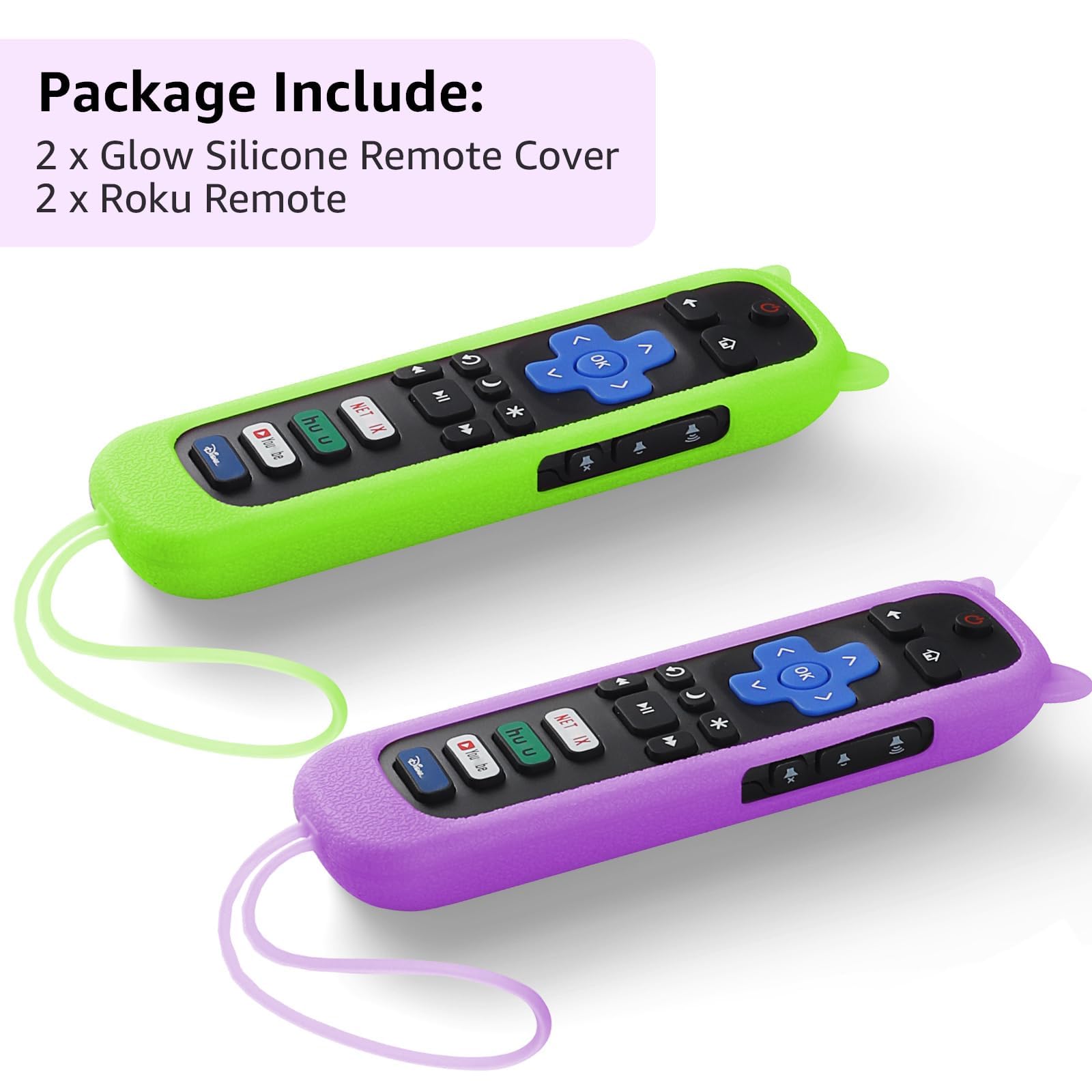 Of 2) Replacement Remote Control For Roku Tv With Soft Protective Silicone Cover