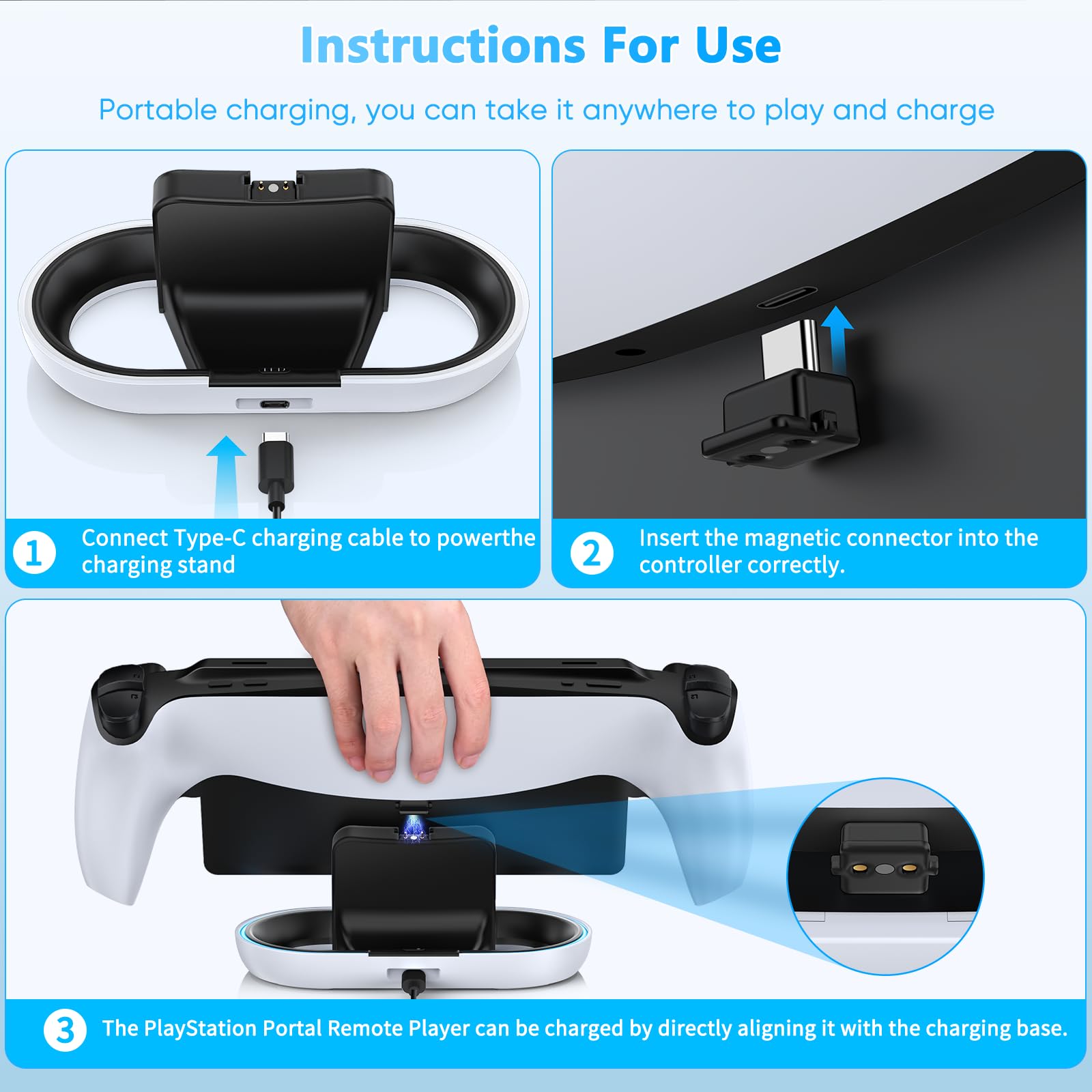 Stand For Ps Portal Hard/Soft Cover, Rgb Charge Station For Tpu/Eva/Silicone Pro
