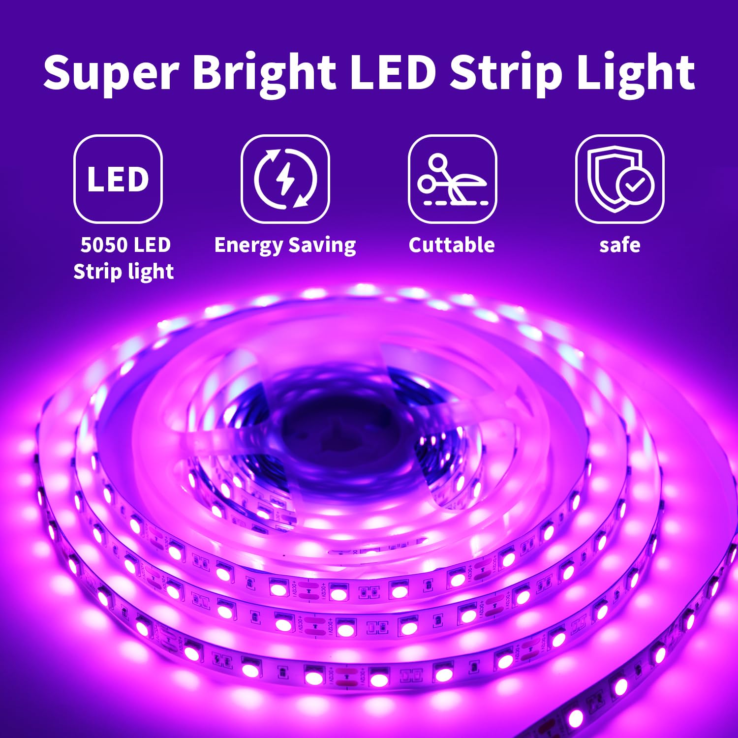 Pink Led Strip Lights, 12V Led Light For Bedroom With 300 Led Cuttable Tape Ligh