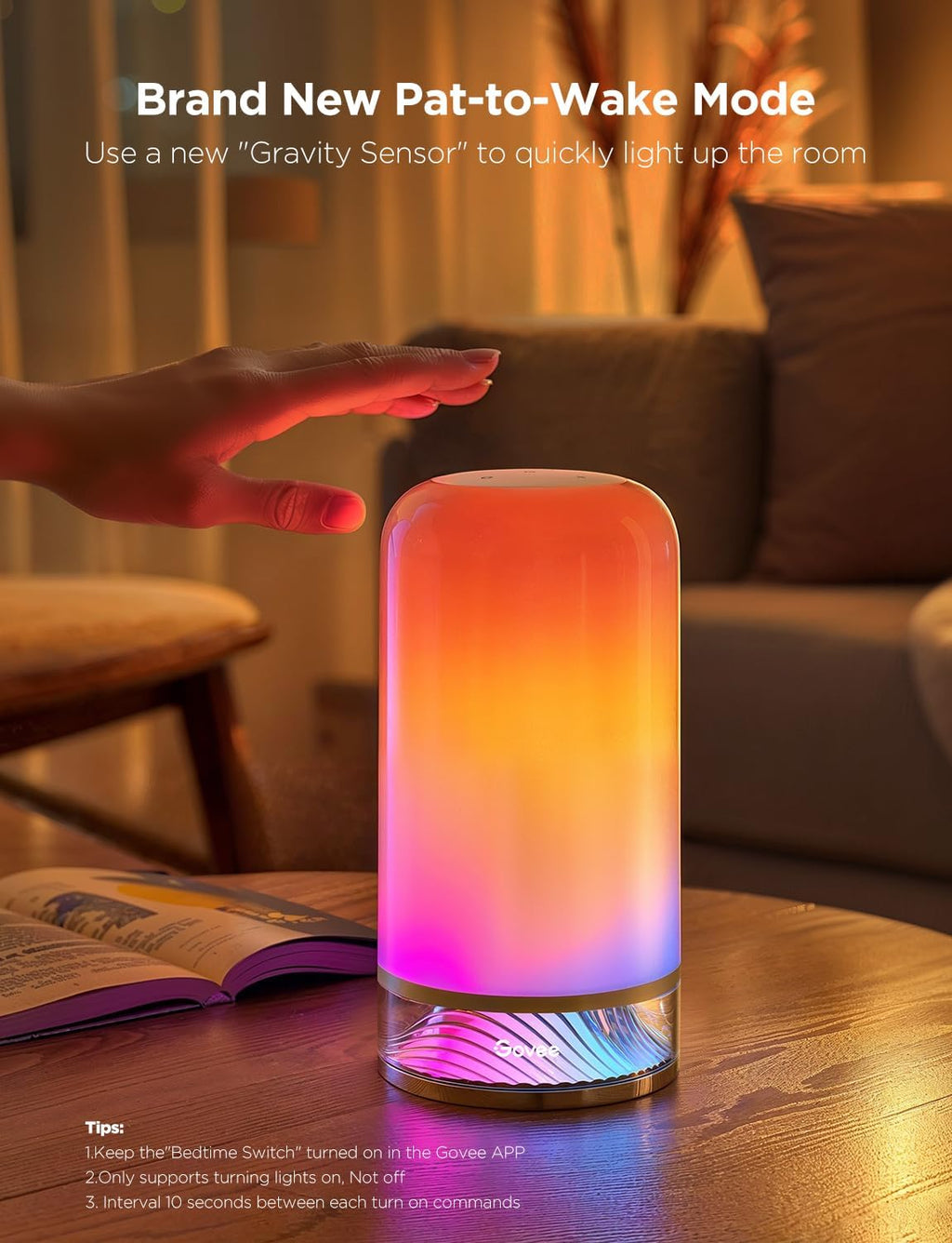 Govee RGBIC Smart Table Lamp 2, Touch Bedside Small Table Lamp Compatible with SmartThings, Matter, Alexa, Desk Lamp with 64 Scene Modes, Nightstand Lamp for Bedroom Living Room Night Light(Corded)