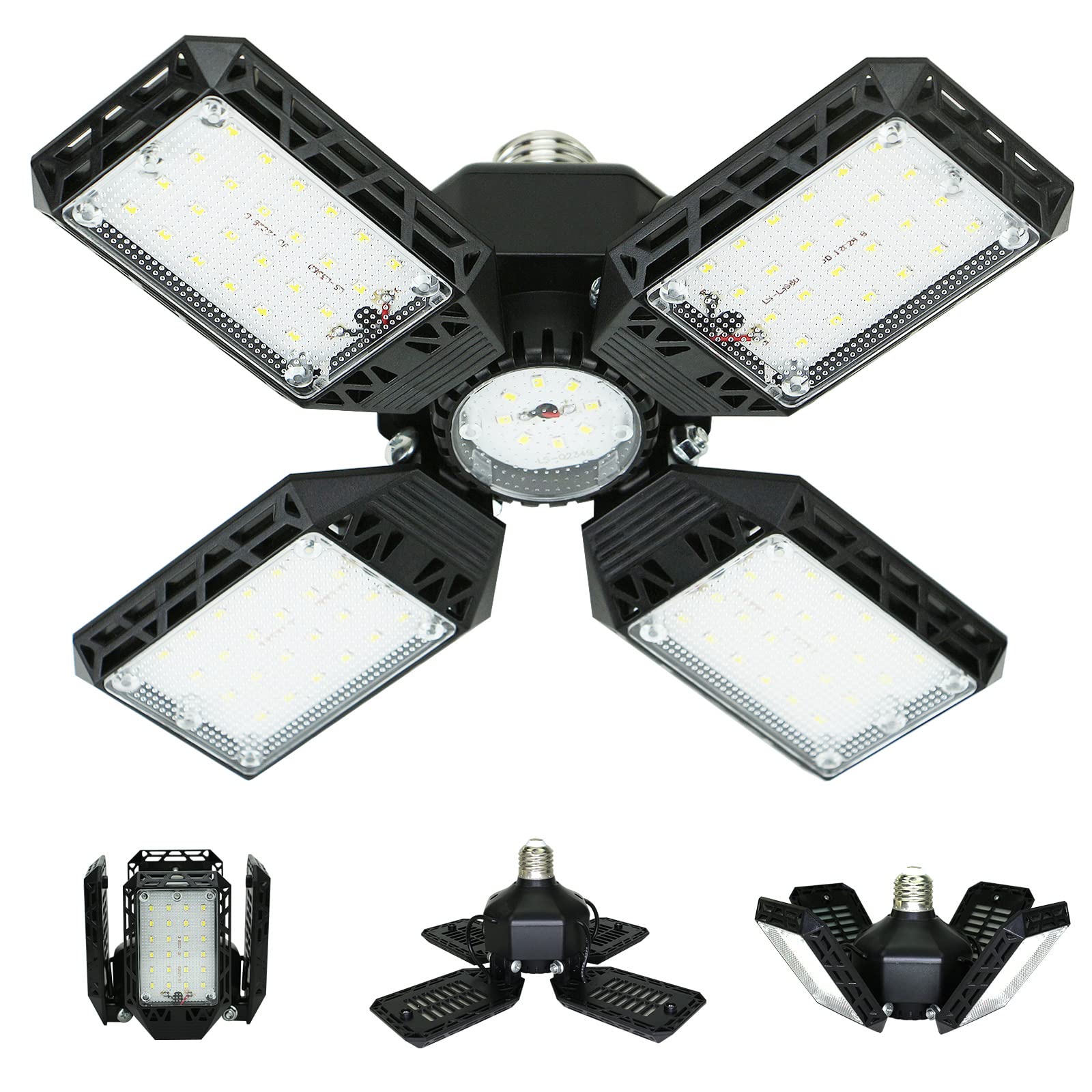 Garage Light,150W Deformable Garage Ceiling Lights,15000Lm, 4 Adjustable Panels,