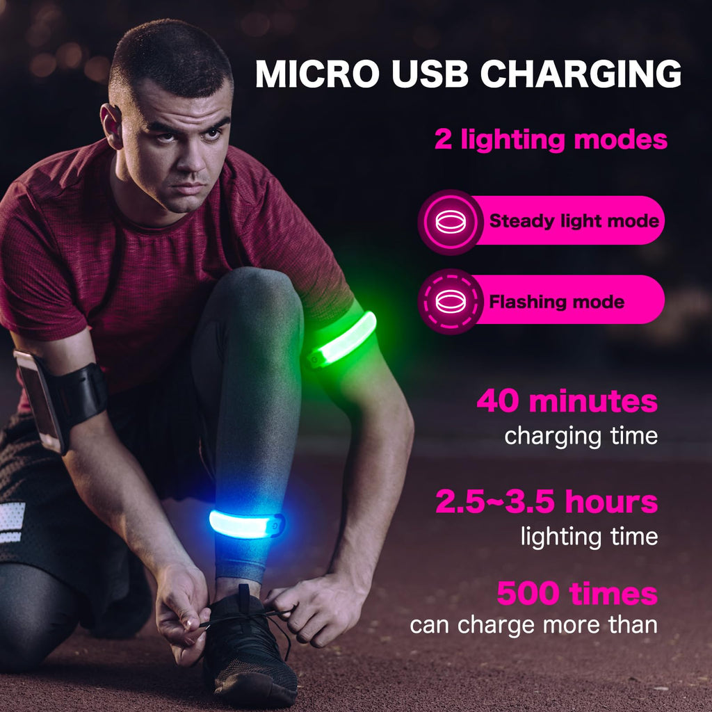 Armband Running Usb Rechargeable(2 Pack), High Visibility Wristband For Runners,