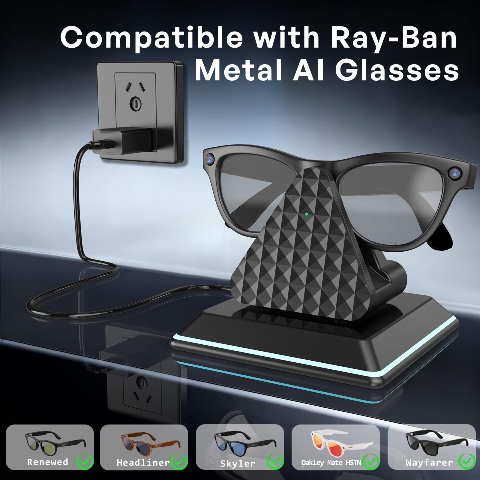 Stand For Ray-Ban Meta Smart Glasses, Portable Usb-A