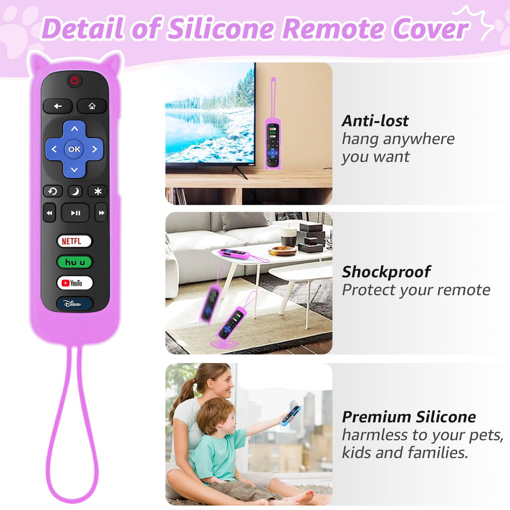 Of 2) Replacement Remote Control For Roku Tv With Soft Protective Silicone Cover