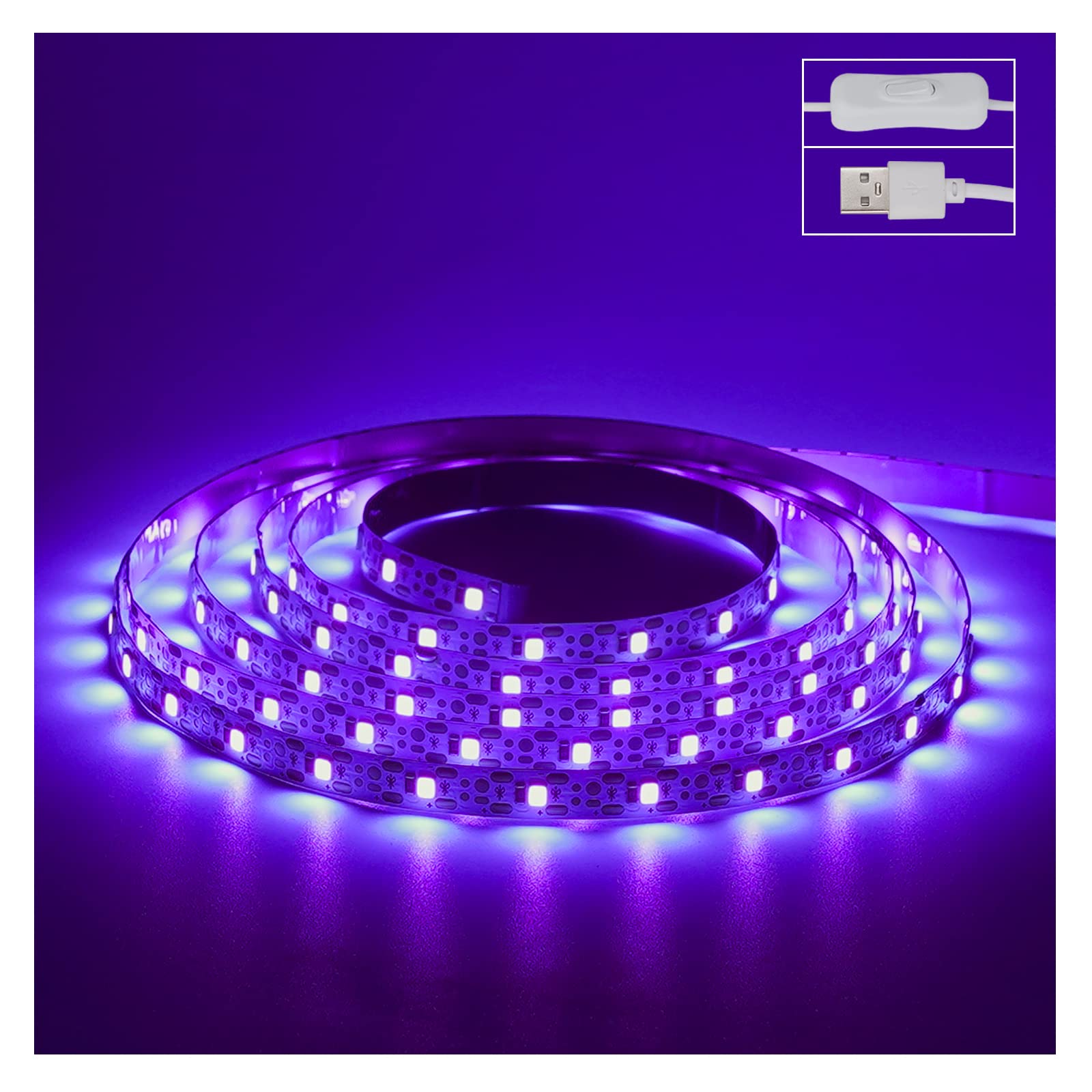 Light Led Strips, 120 Lamp Beads, Usb Cable 1.5M Led Black Light Strip Kit, Dc5V