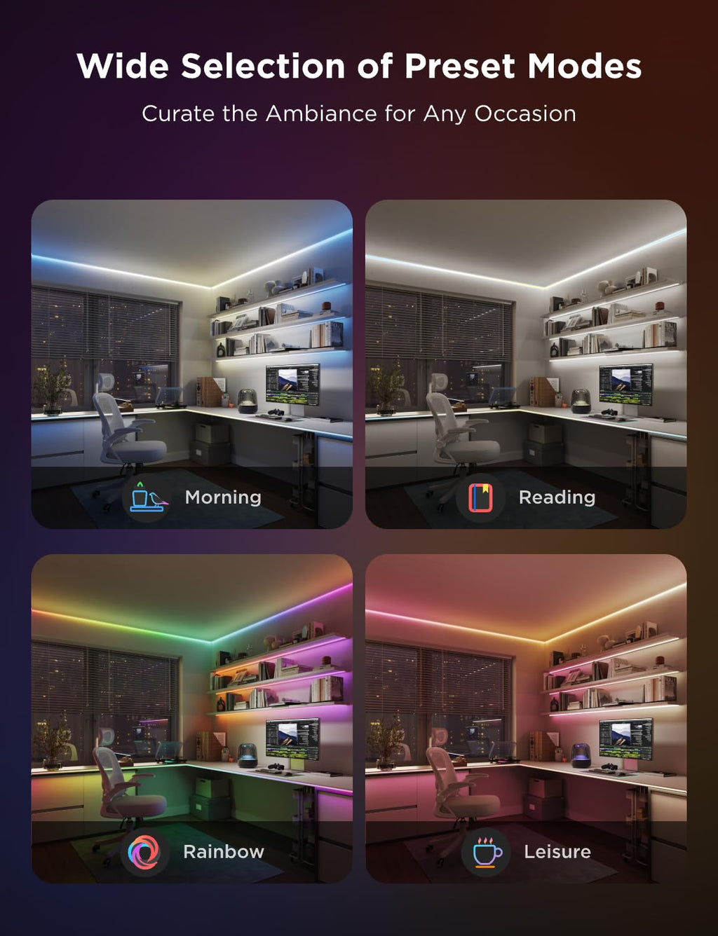 Govee COB LED Strip Light Pro, LED Lights for Bedroom Compatible with Alexa, Google Assistant and Matter, RGBICW Light with Warm White, Smart Strip Light, LED Lights for Bedroom, Color Changing, 9.8ft