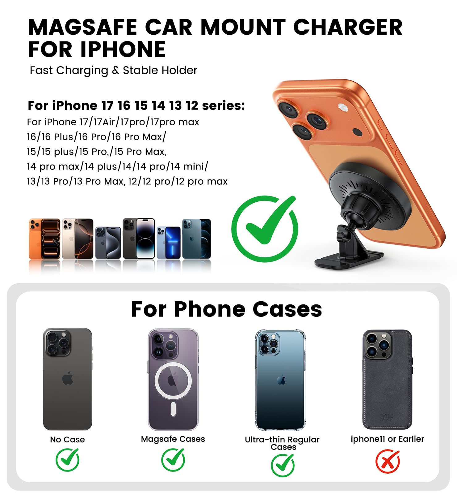 Mount Charger 15W Magnetic Car Charger Iphone 17 Access