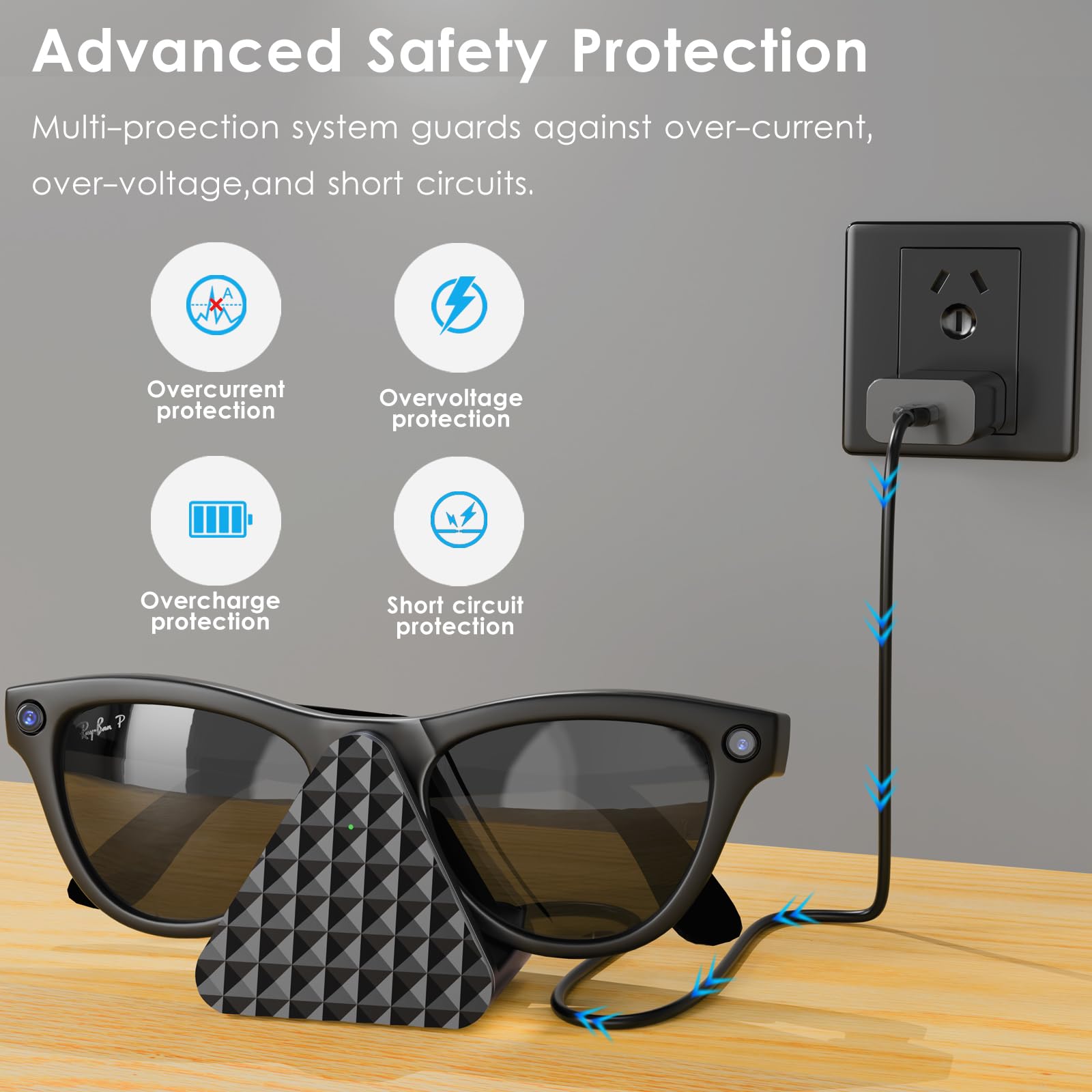 Stand For Ray-Ban Meta Smart Glasses, Portable Usb-A