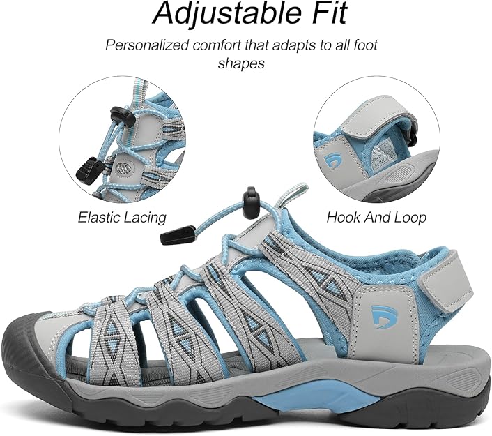 Closed Toe Women's Sport Hiking Sandals Athletic Walking Lightweight Water Shoes Summer Outdoor Beach Sandal