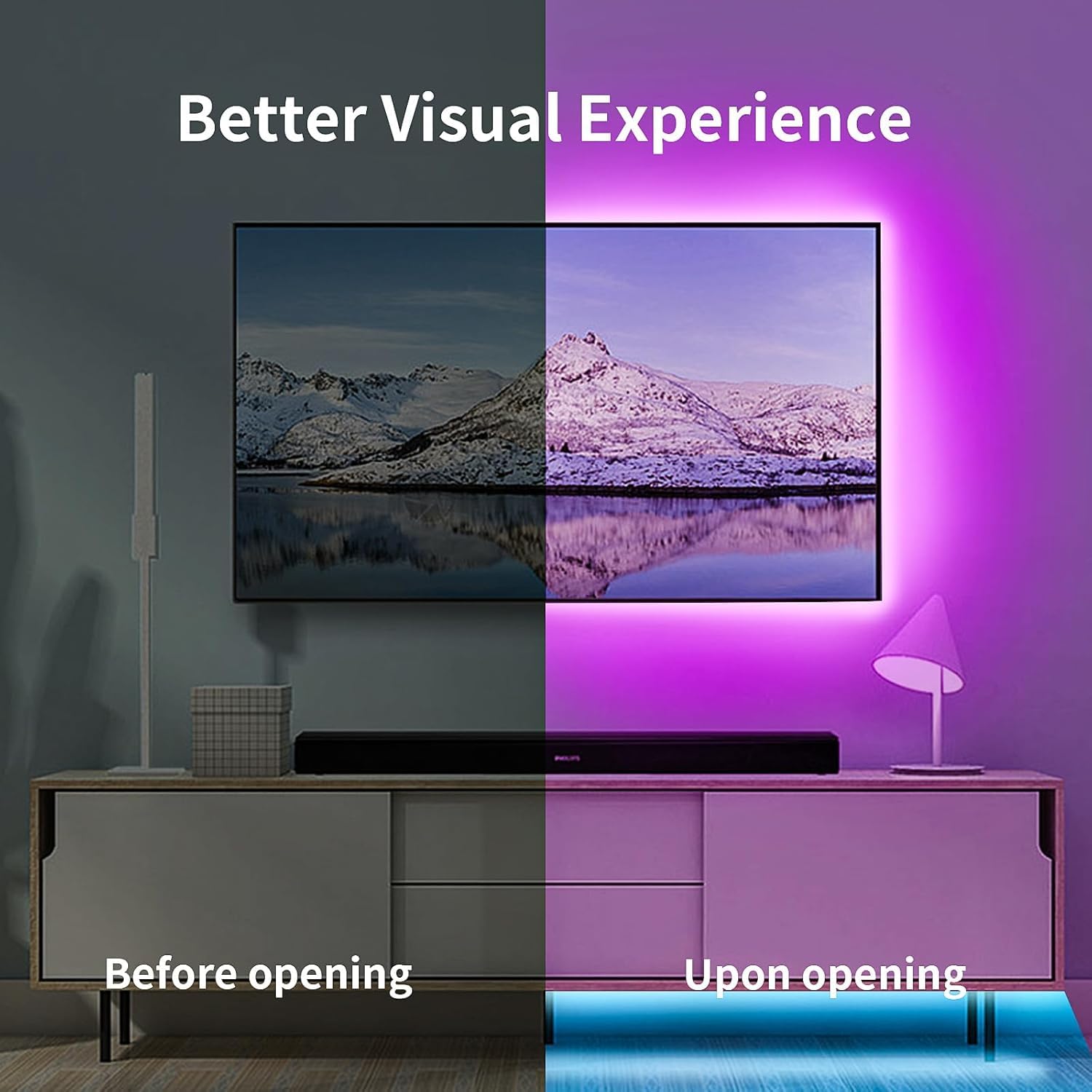 Lights For Tv, 13.1Ft Tv Led Backlight For 40-55Inch Tvs Rgb Tv Backlight Behind
